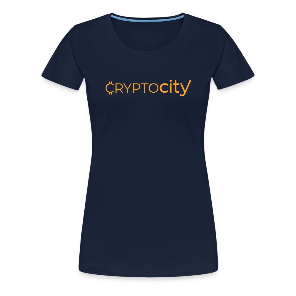 Frauen Premium T-Shirt mit dem klassischen Crypto City Schriftzug - Navy