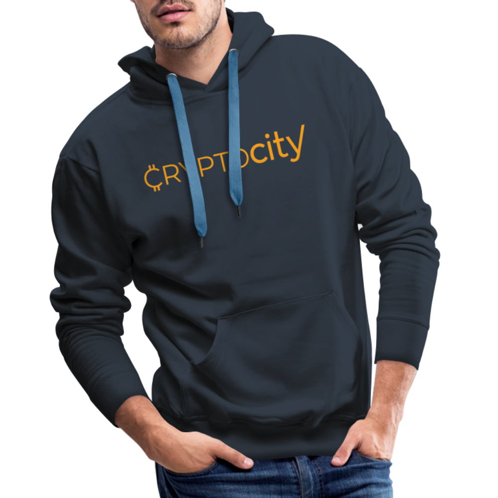 Männer Premium Hoodie mit dem klassischen CryptoCity Schriftzug - Navy