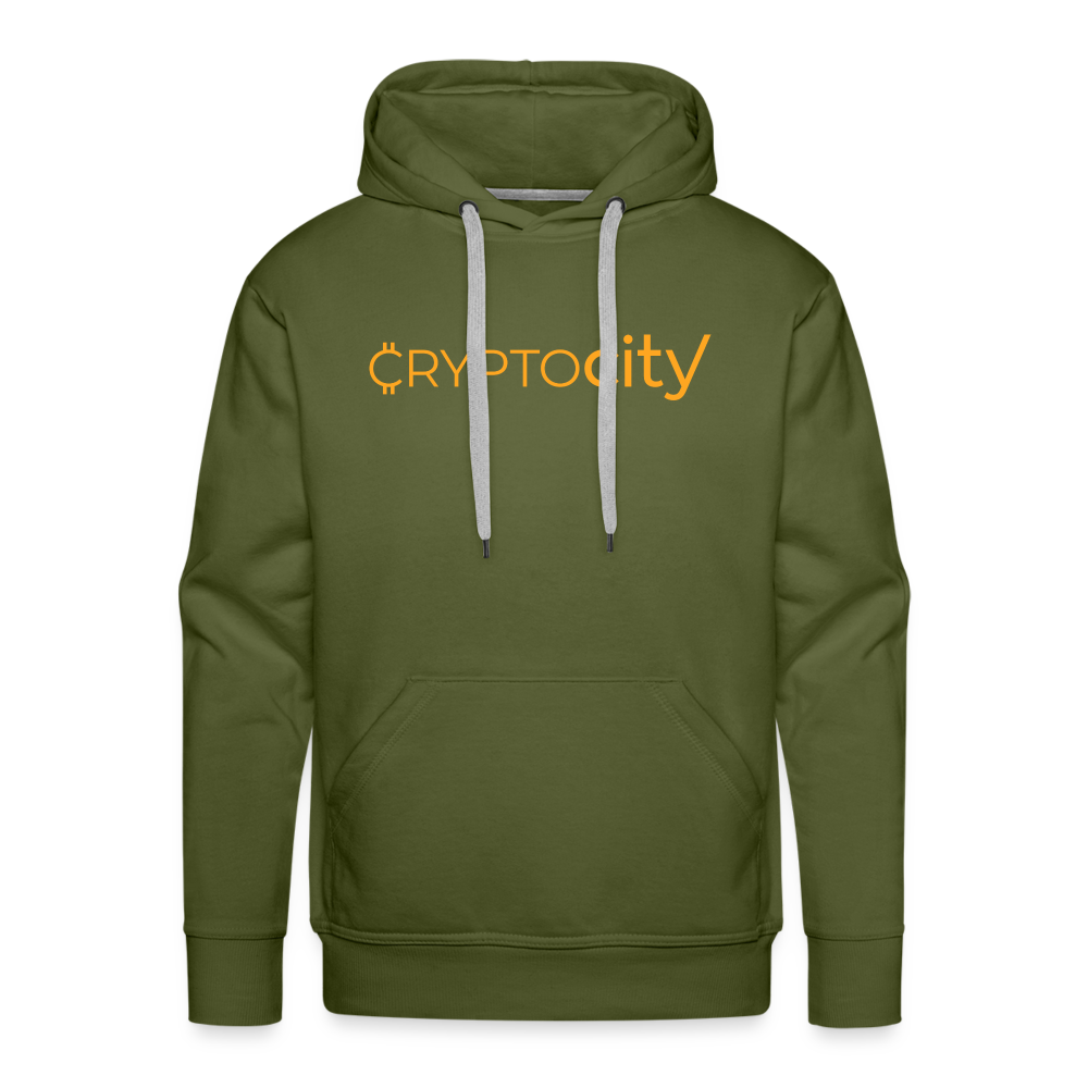 Männer Premium Hoodie mit dem klassischen CryptoCity Schriftzug - Olivgrün