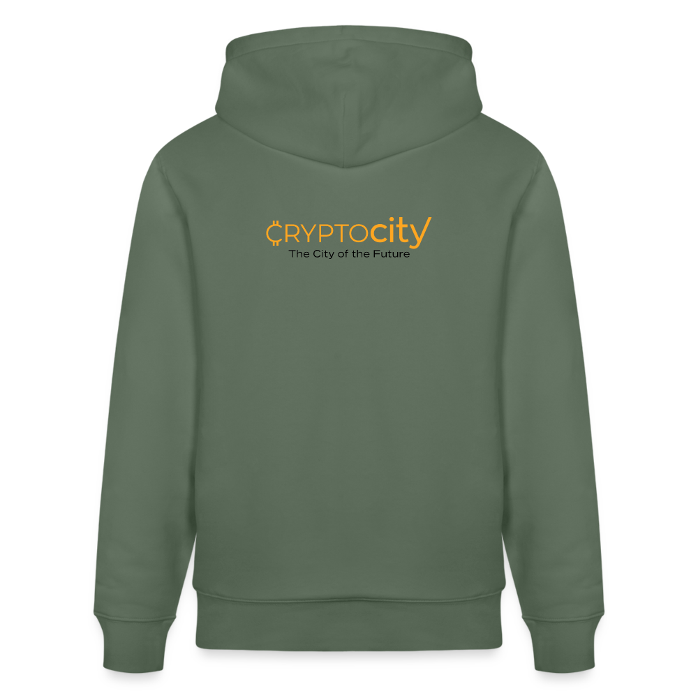 Männer Bio-Hoodie The City + Logo - Iron Man Edition - Tanngrün