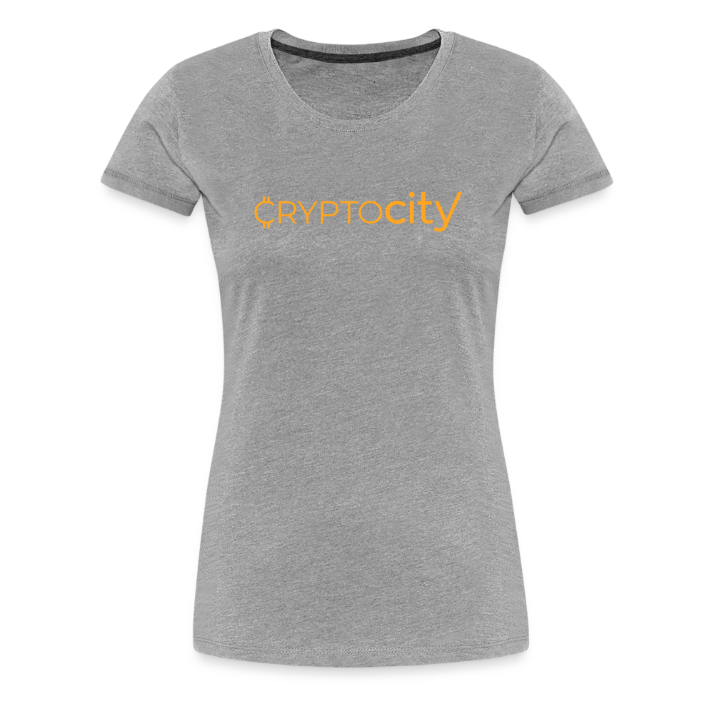 Frauen Premium T-Shirt mit dem klassischen Crypto City Schriftzug - Grau meliert
