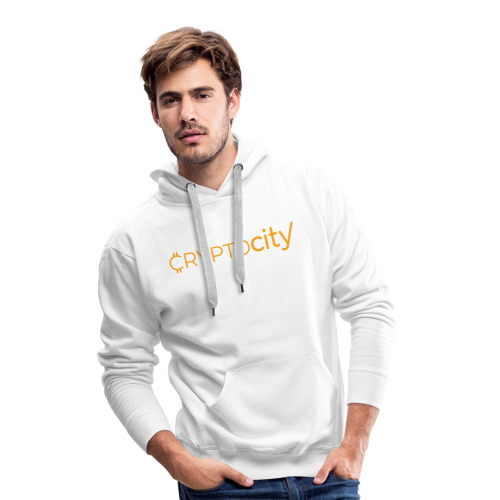 Männer Premium Hoodie mit dem klassischen CryptoCity Schriftzug - Weiß