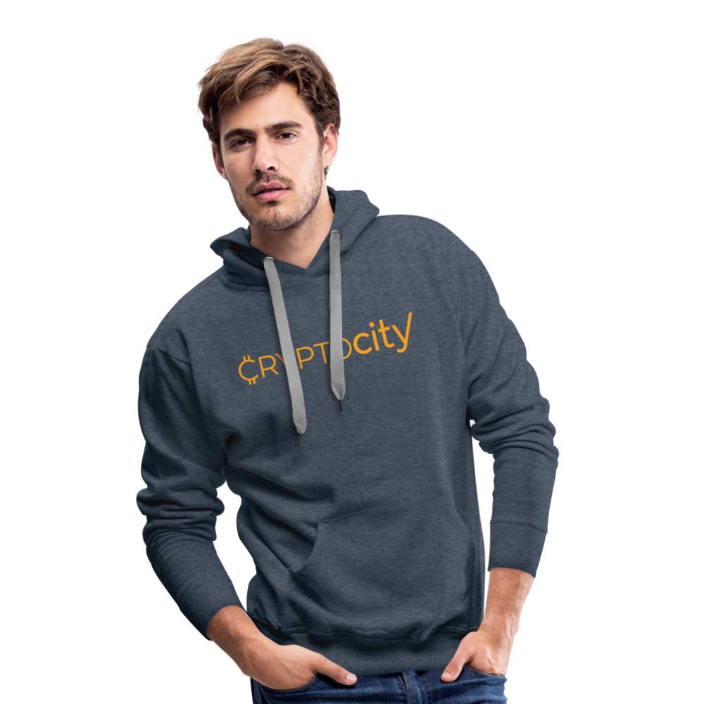 Männer Premium Hoodie mit dem klassischen CryptoCity Schriftzug - Jeansblau