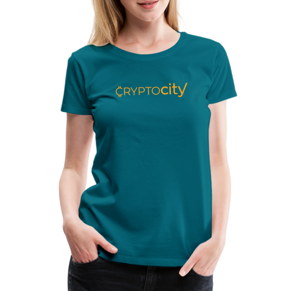 Frauen Premium T-Shirt mit dem klassischen Crypto City Schriftzug - Divablau