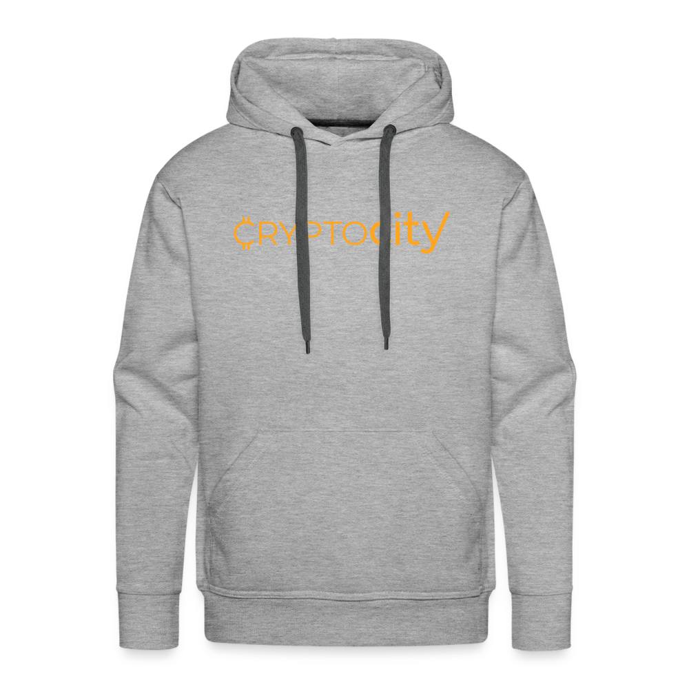 Männer Premium Hoodie mit dem klassischen CryptoCity Schriftzug - Grau meliert