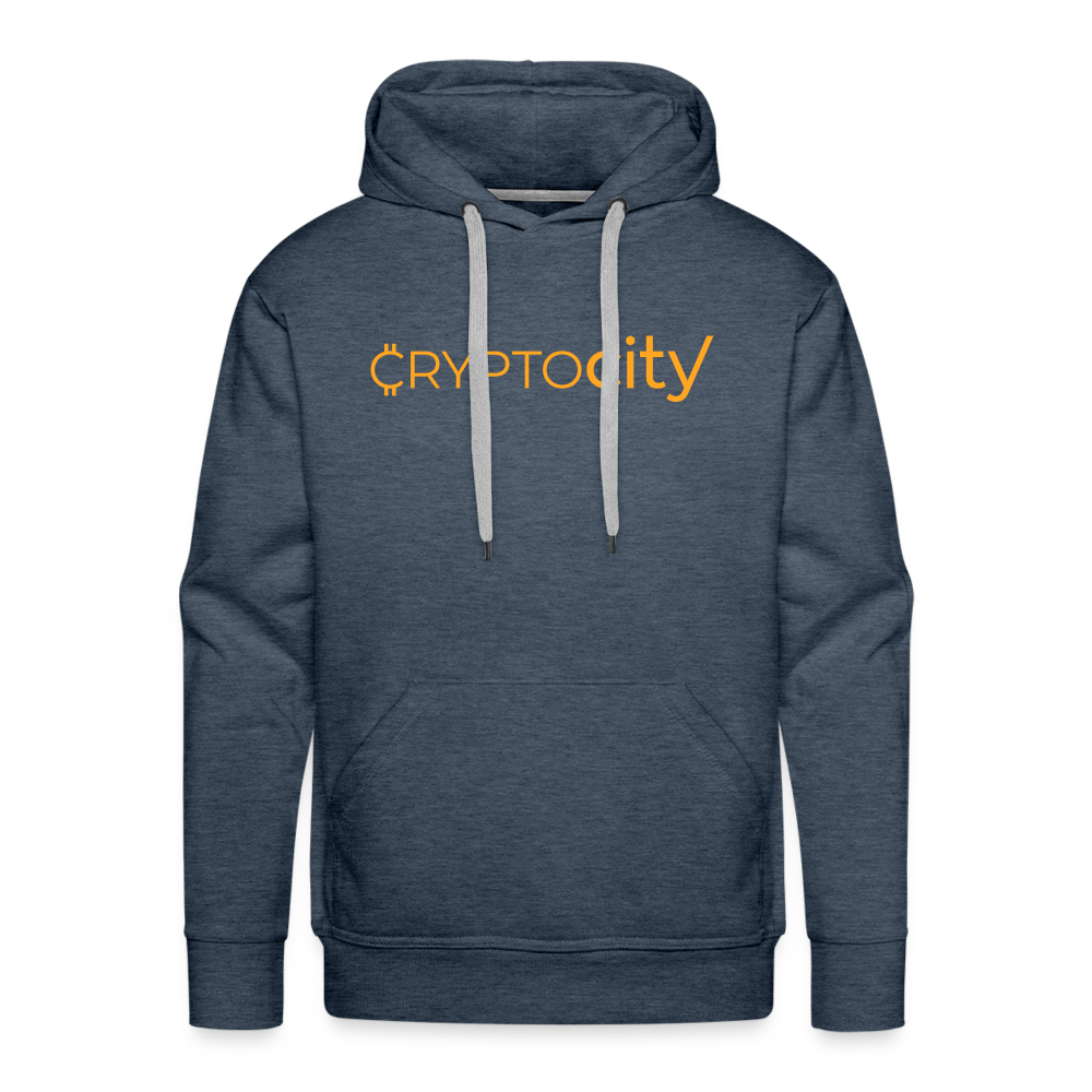 Männer Premium Hoodie mit dem klassischen CryptoCity Schriftzug - Jeansblau
