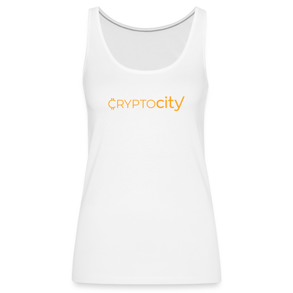 Frauen Premium Tank Top mit dem klassischen CryptoCity Schriftzug - Weiß