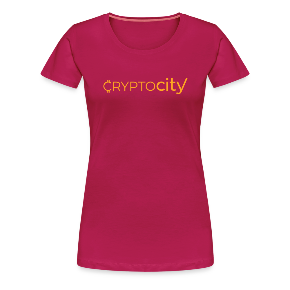 Frauen Premium T-Shirt mit dem klassischen Crypto City Schriftzug - dunkles Pink