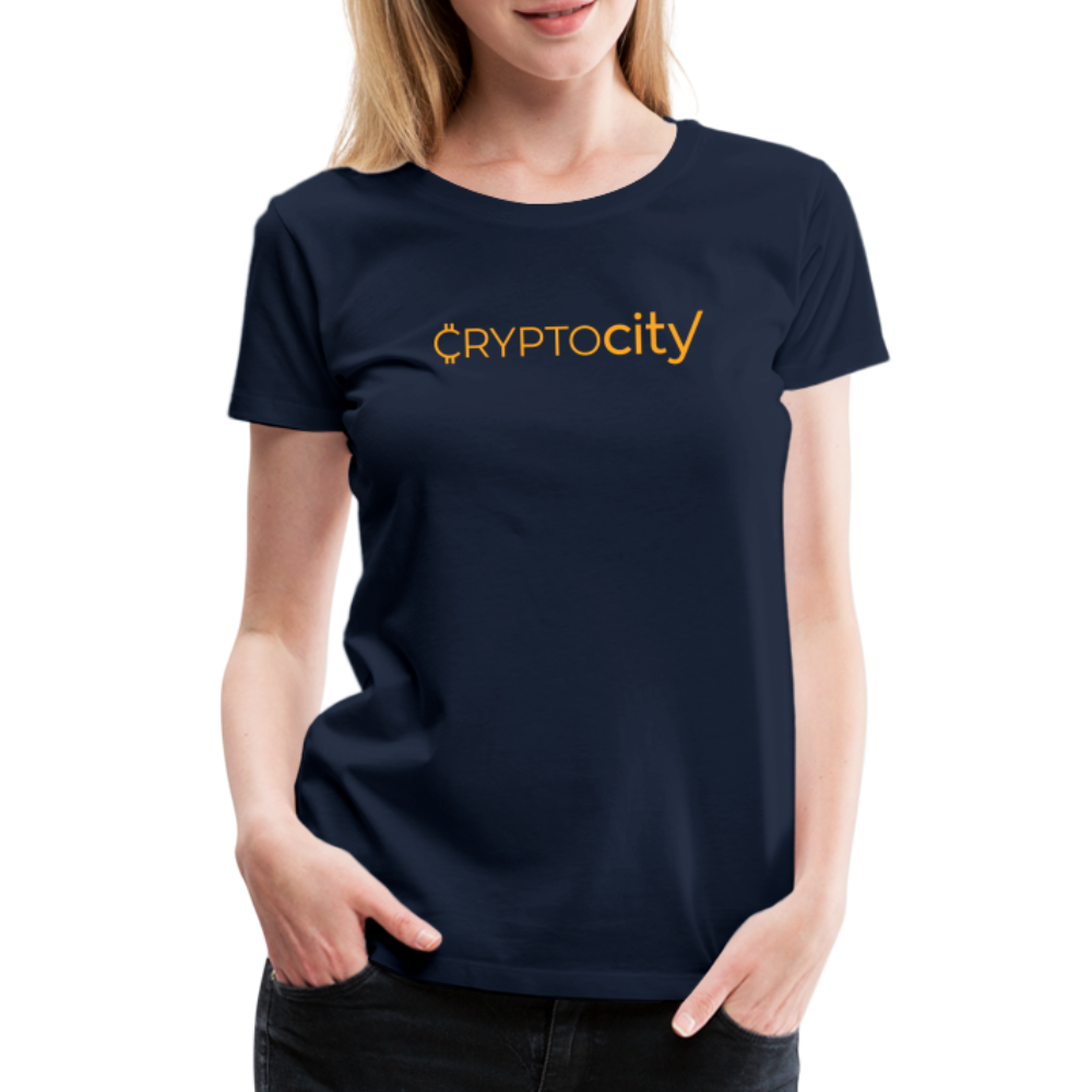 Frauen Premium T-Shirt mit dem klassischen Crypto City Schriftzug - Navy