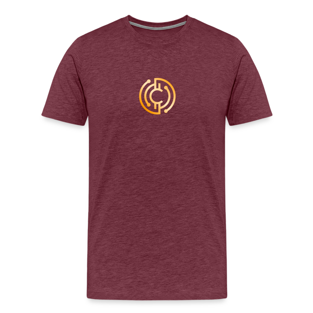 Männer Premium T-Shirt - The City + Logo - Iron Man Edition - Bordeauxrot meliert