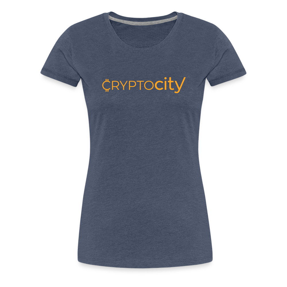 Frauen Premium T-Shirt mit dem klassischen Crypto City Schriftzug - Blau meliert