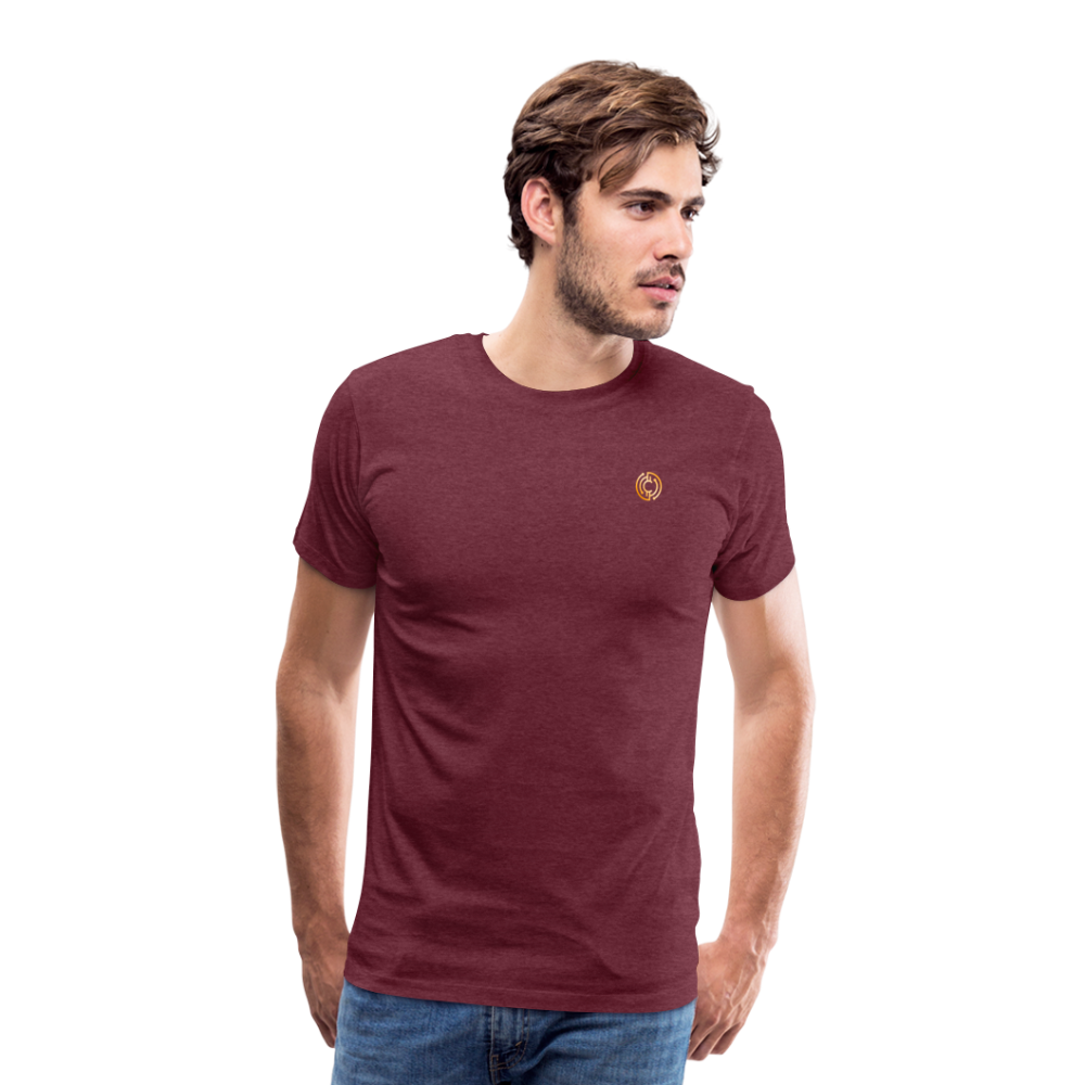 Männer Premium T-Shirt The City + Logo - Bordeauxrot meliert
