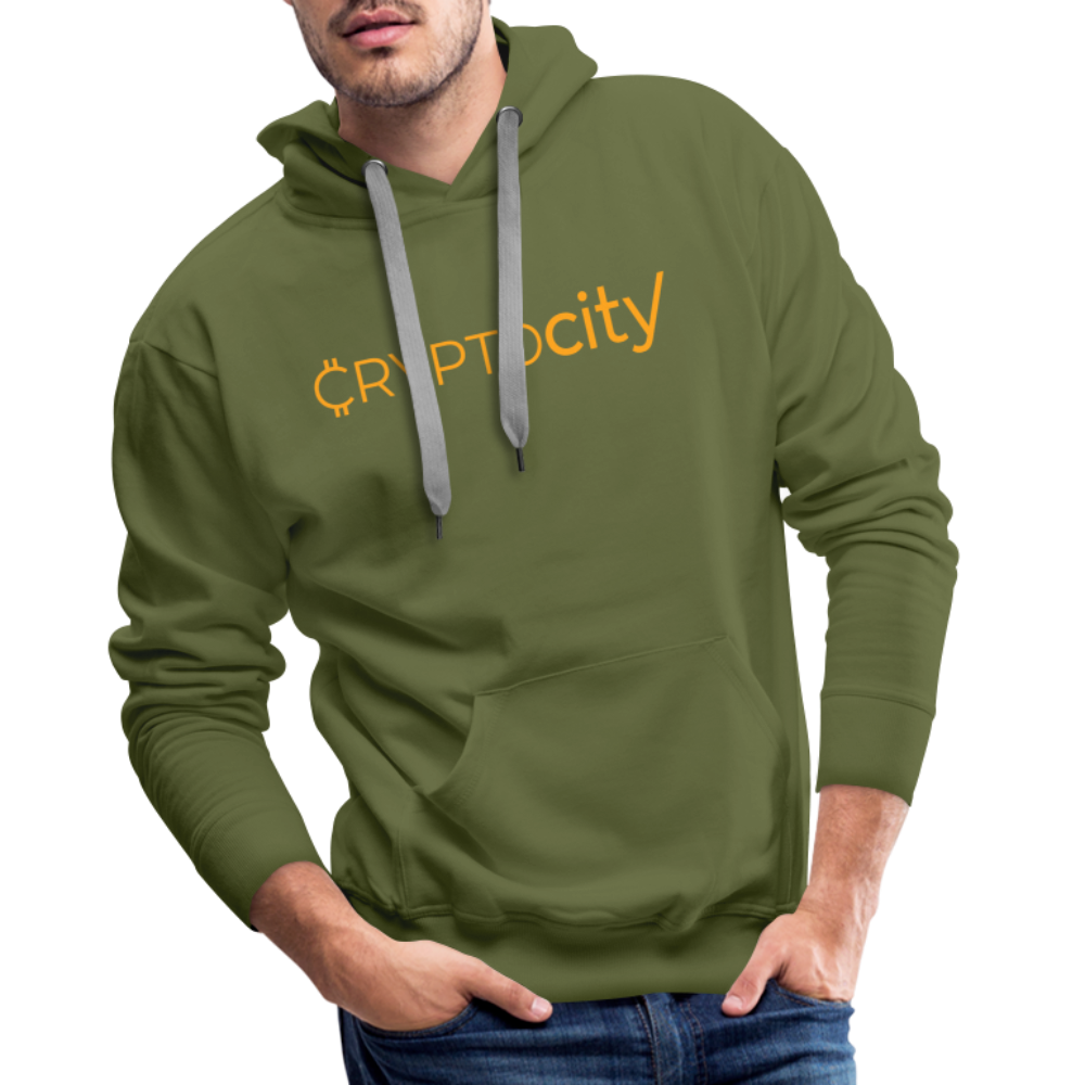 Männer Premium Hoodie mit dem klassischen CryptoCity Schriftzug - Olivgrün