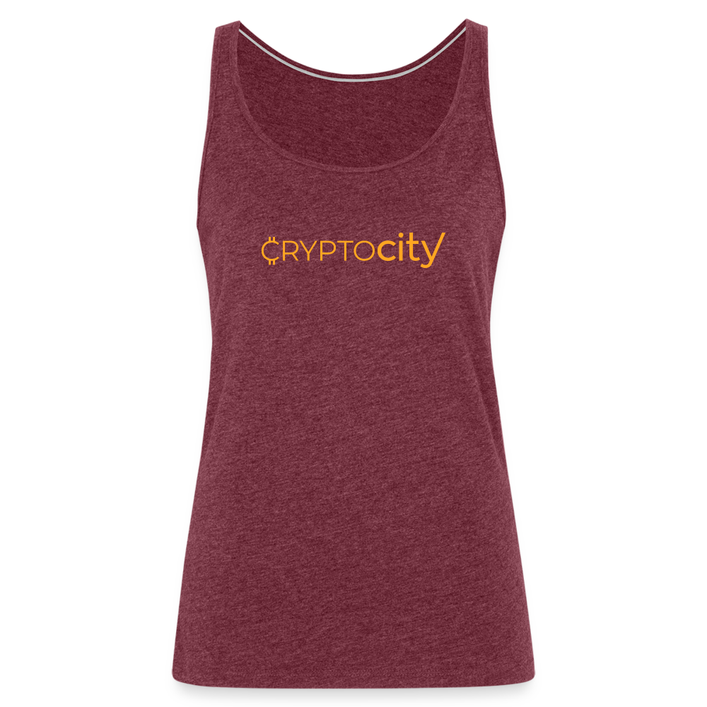 Frauen Premium Tank Top mit dem klassischen CryptoCity Schriftzug - Bordeauxrot meliert