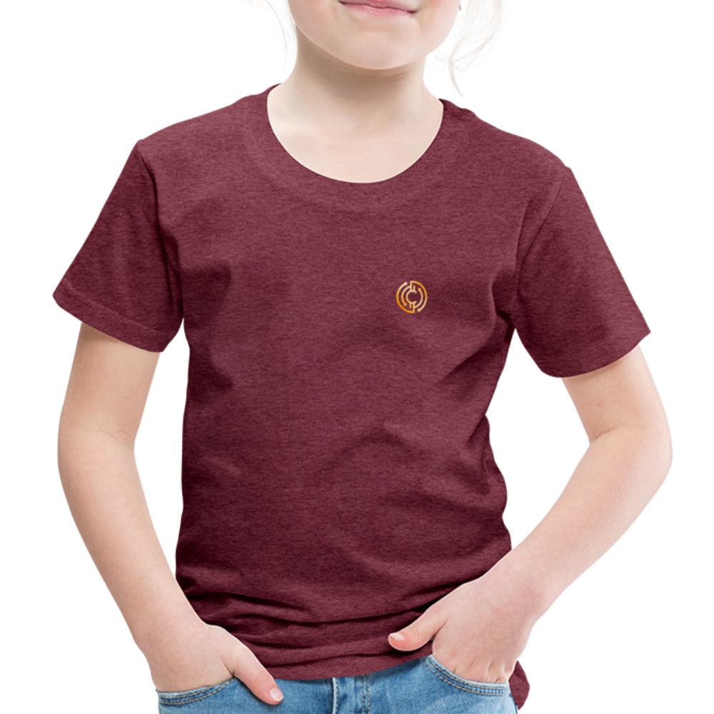 Kinder Premium T-Shirt Logo - Bordeauxrot meliert