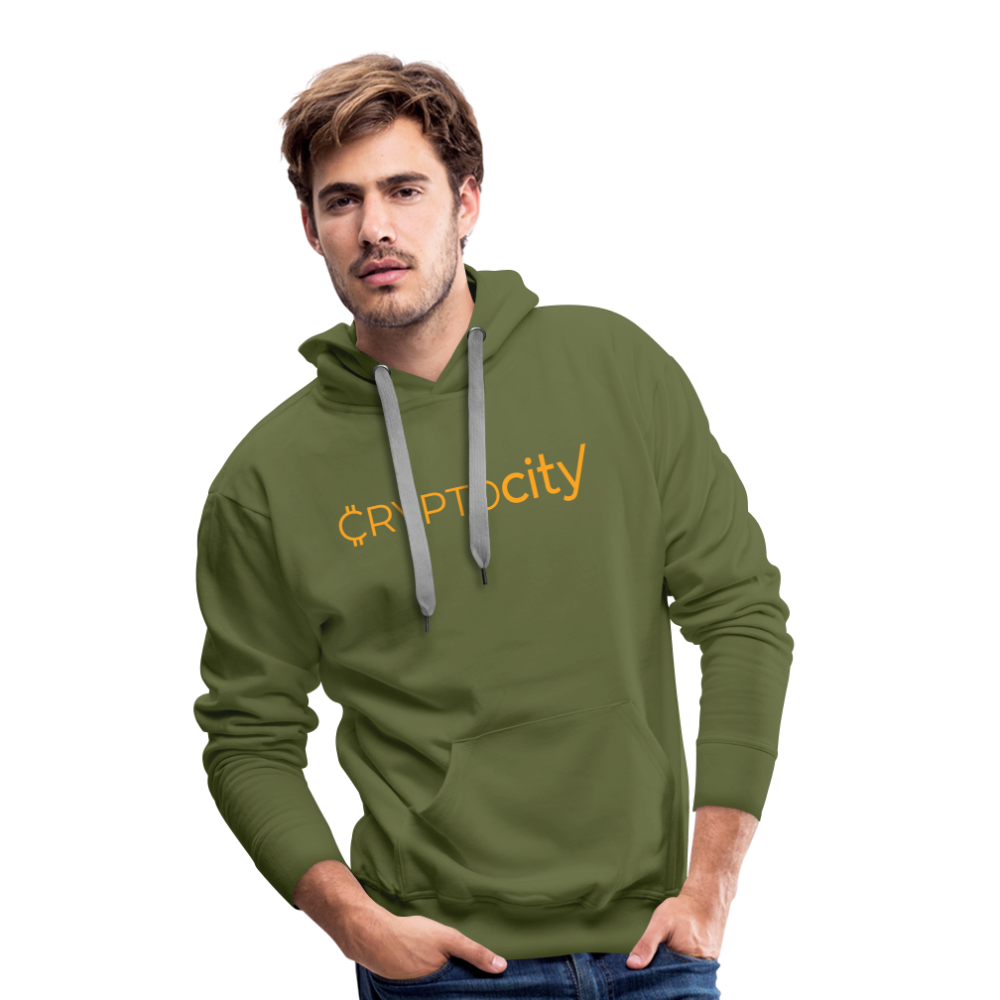 Männer Premium Hoodie mit dem klassischen CryptoCity Schriftzug - Olivgrün