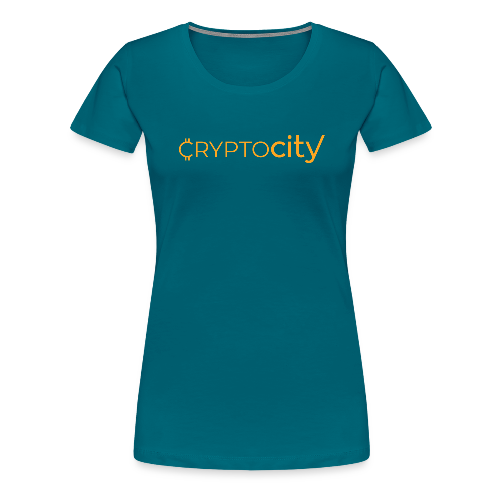 Frauen Premium T-Shirt mit dem klassischen Crypto City Schriftzug - Divablau