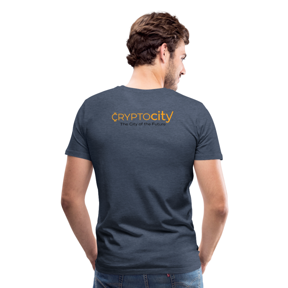 Männer Premium T-Shirt The City + Logo - Blau meliert
