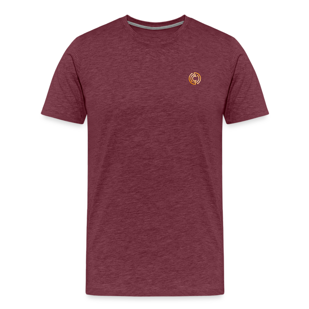 Männer Premium T-Shirt The City + Logo - Bordeauxrot meliert