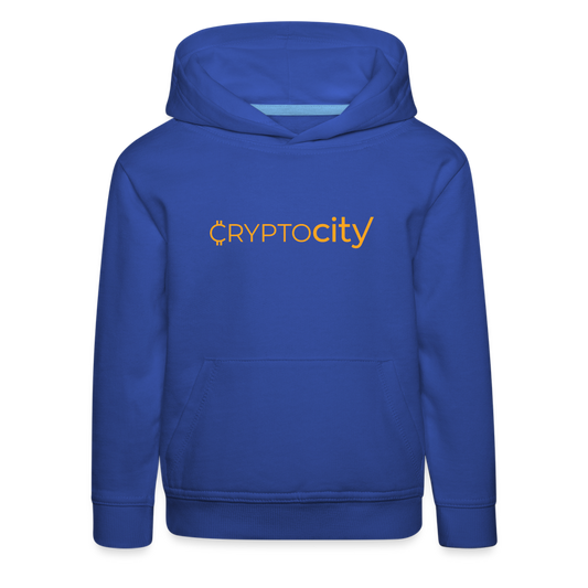 Kinder Premium Hoodie mit dem klassichen CryptoCity Schriftzug - Royalblau