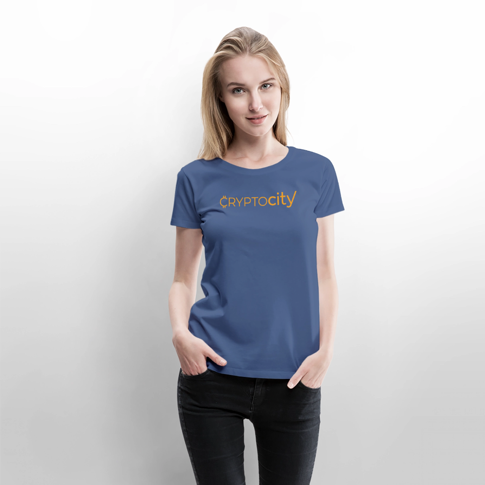 Frauen Premium T-Shirt mit dem klassischen Crypto City Schriftzug - Taubenblau