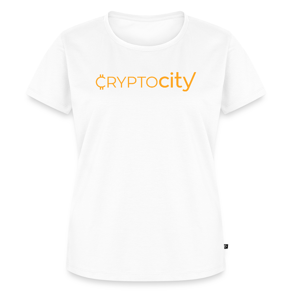 Frauen Premium T-Shirt mit dem klassischen Crypto City Schriftzug - Weiß