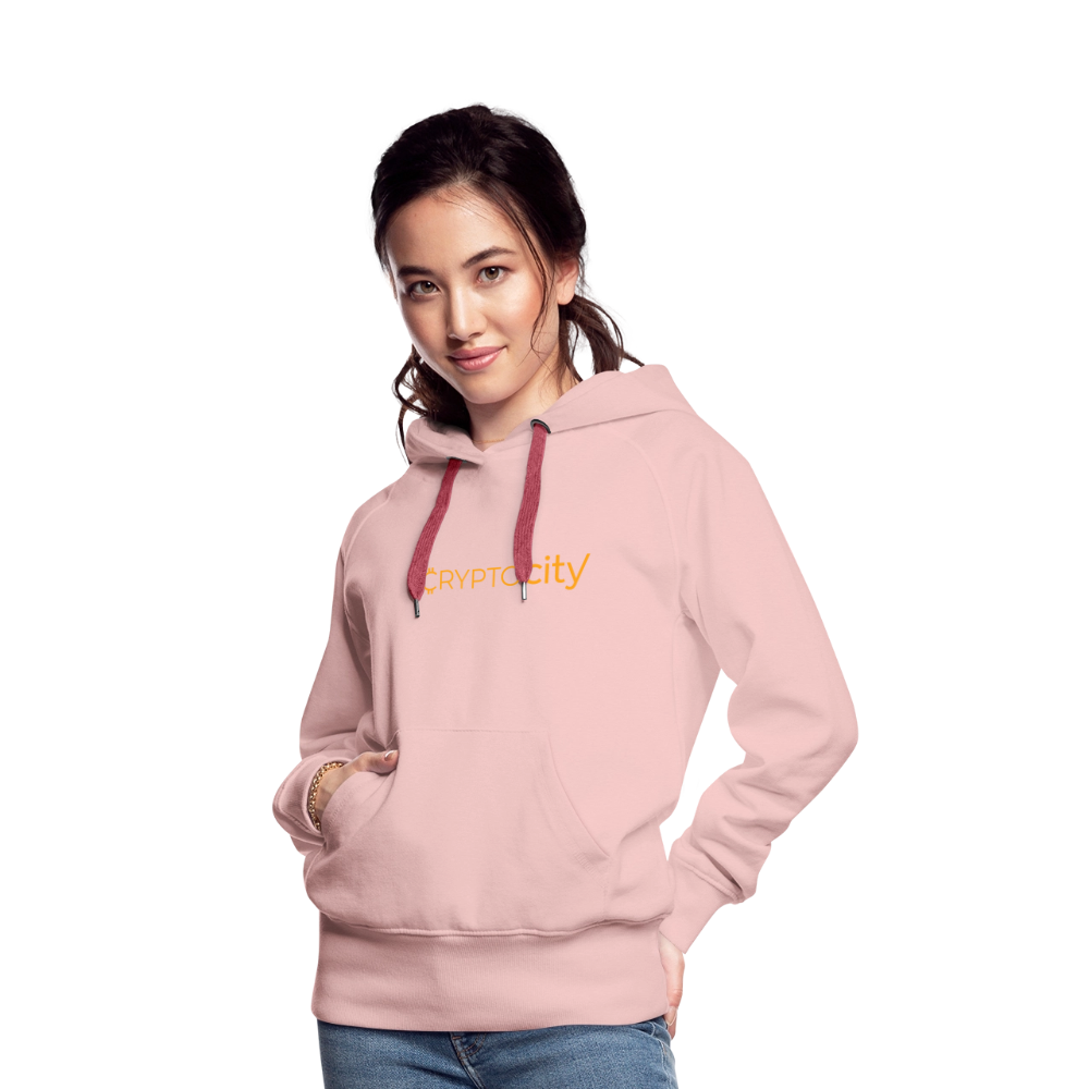 Frauen Premium Hoodie mit dem klassischen CryptoCity Schriftzug - Kristallrosa