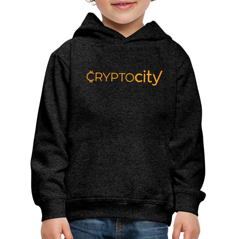 Kinder Premium Hoodie mit dem klassichen CryptoCity Schriftzug - Anthrazit
