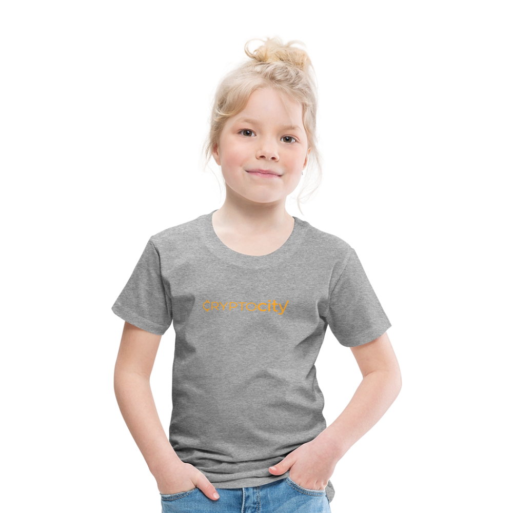 Kinder Premium T-Shirt mit dem klassichen CryptoCity Schriftzug - Grau meliert