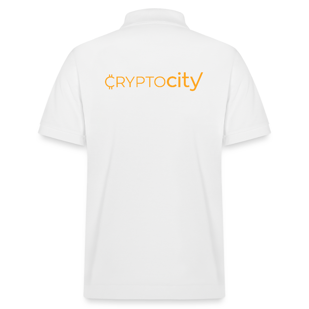 Bio-Poloshirt Herren mit dem klassischen CryptoCity Schriftug - Weiß