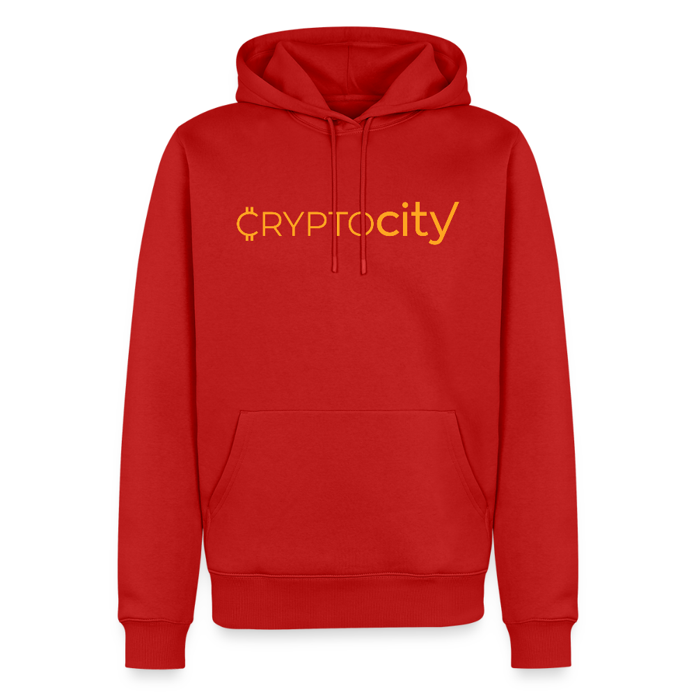 Männer Premium Hoodie mit dem klassischen CryptoCity Schriftzug - Rot