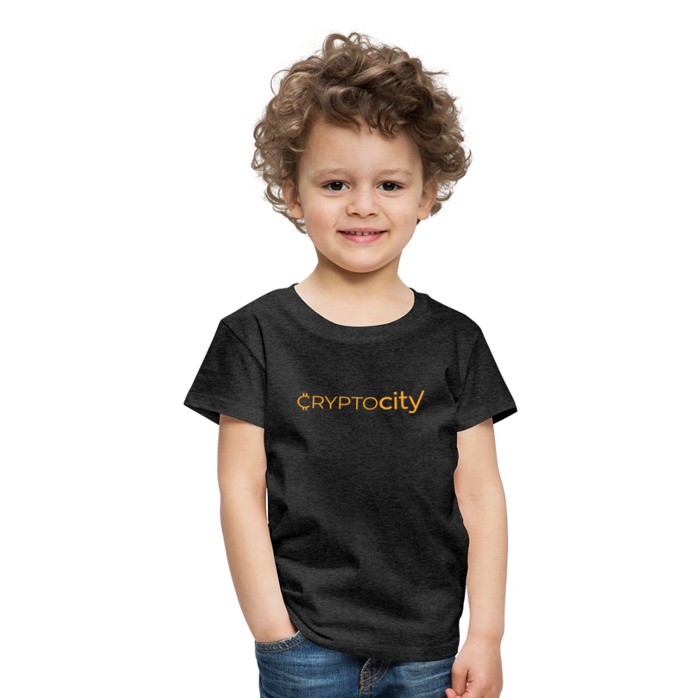 Kinder Premium T-Shirt mit dem klassichen CryptoCity Schriftzug - Anthrazit