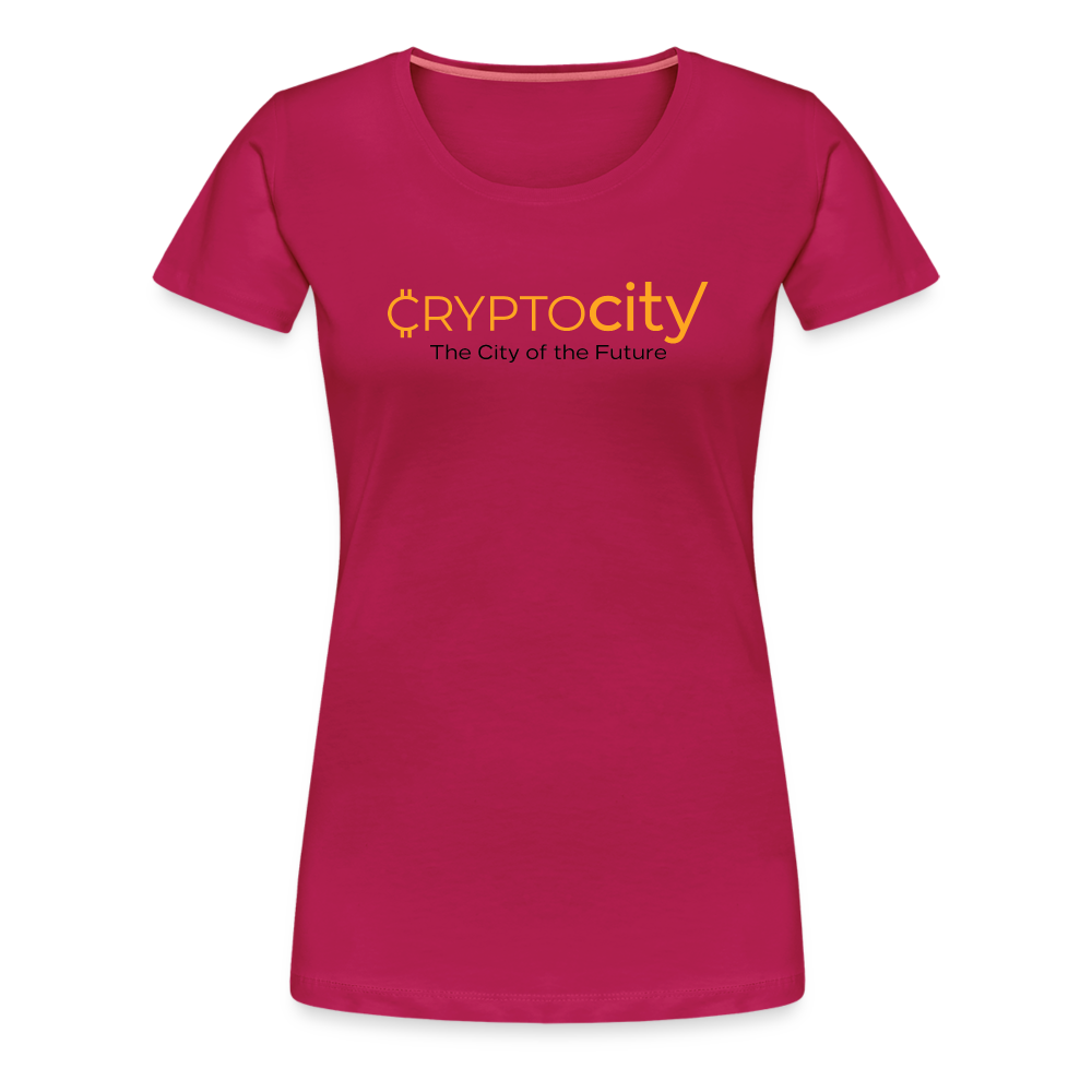 Frauen Premium T-Shirt The City of the Future - dunkles Pink