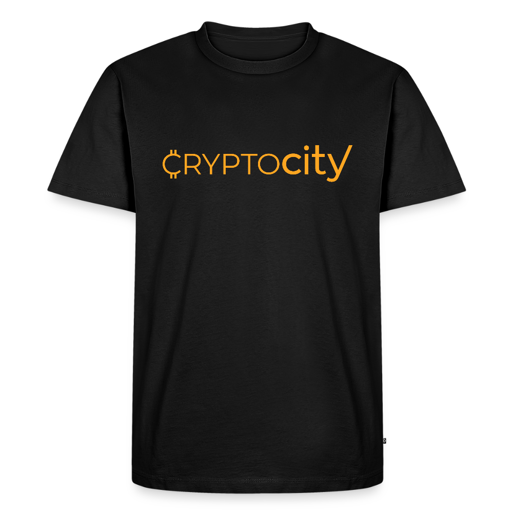 Männer Premium T-Shirt mit dem klassischen CryptoCity Schriftzug - Schwarz