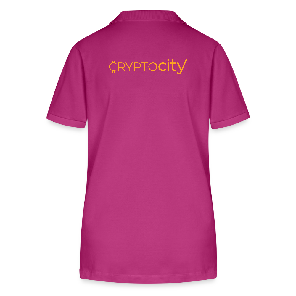Frauen Bio-Poloshirt mit dem klassischen CryptoCity Schriftzug - Orchidee