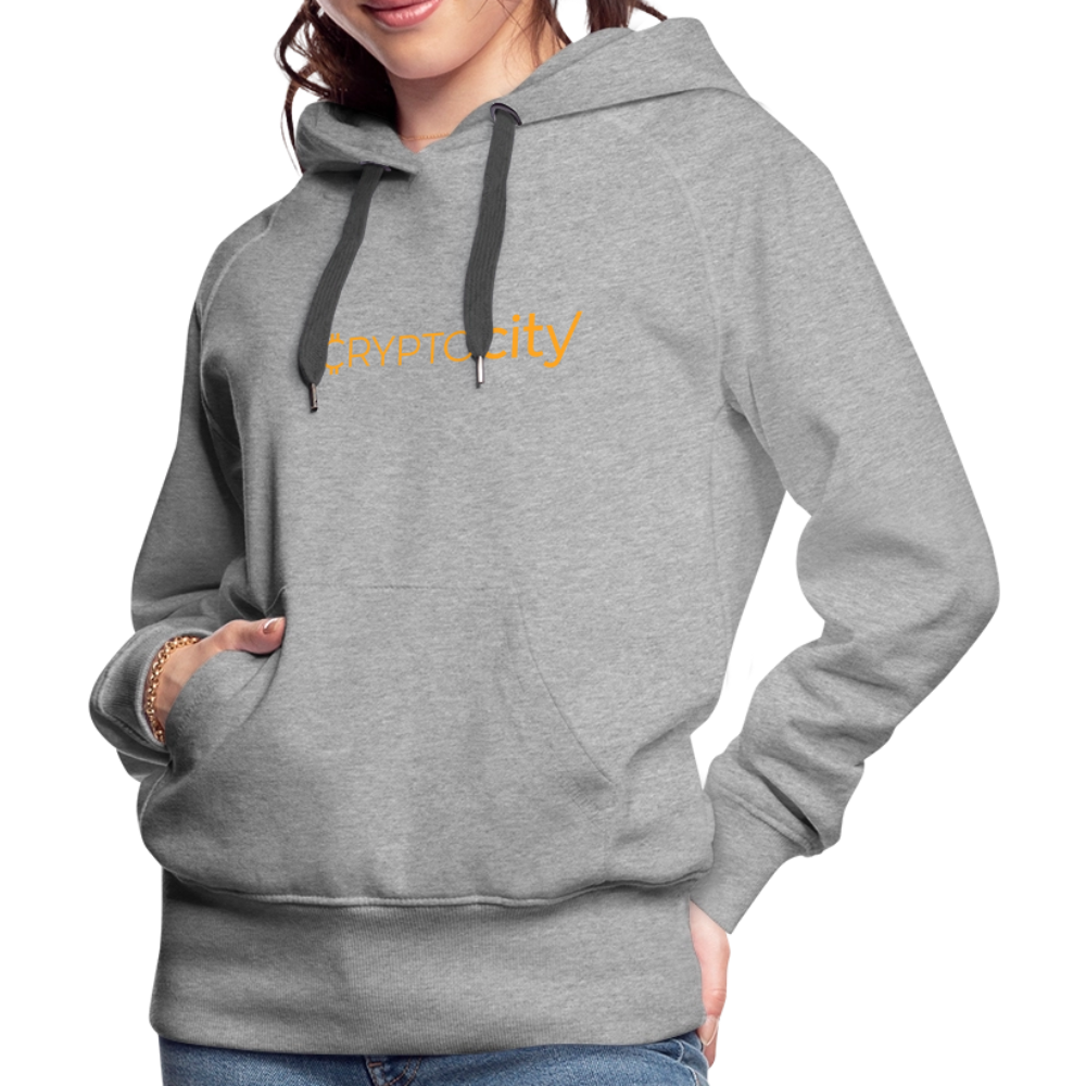 Frauen Premium Hoodie mit dem klassischen CryptoCity Schriftzug - Grau meliert