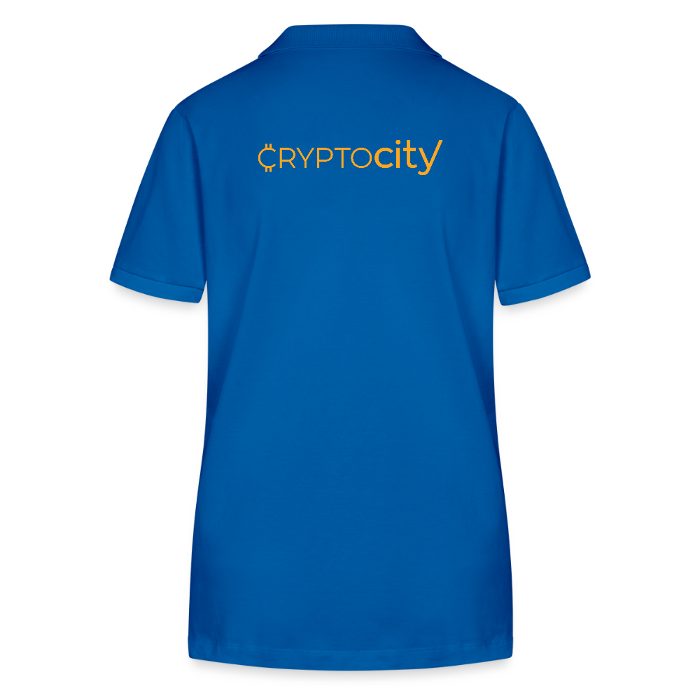 Frauen Bio-Poloshirt mit dem klassischen CryptoCity Schriftzug - Königsblau