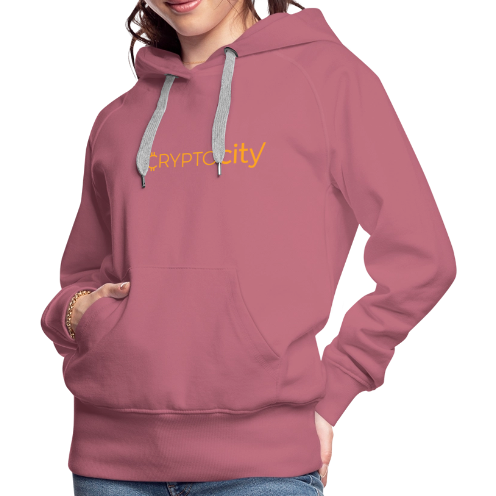 Frauen Premium Hoodie mit dem klassischen CryptoCity Schriftzug - Malve
