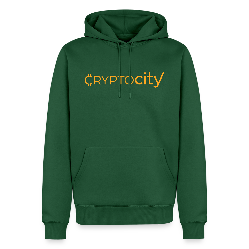 Männer Premium Hoodie mit dem klassischen CryptoCity Schriftzug - Flaschengrün