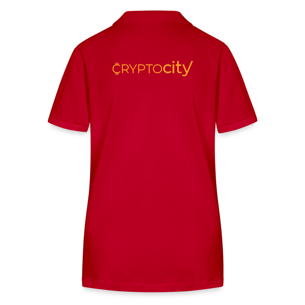 Frauen Bio-Poloshirt mit dem klassischen CryptoCity Schriftzug - Rot