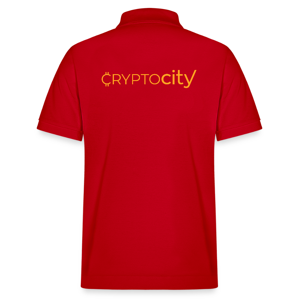 Bio-Poloshirt Herren mit dem klassischen CryptoCity Schriftug - Rot