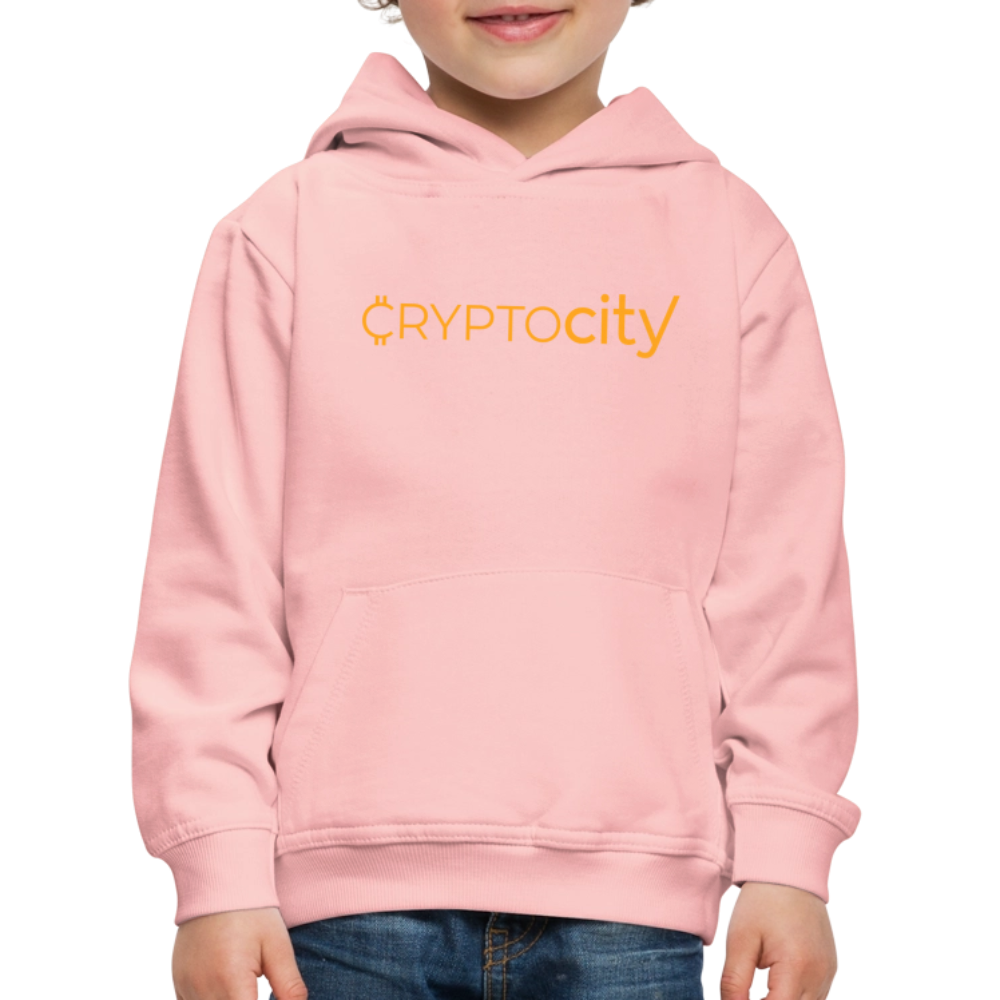 Kinder Premium Hoodie mit dem klassichen CryptoCity Schriftzug - Kristallrosa