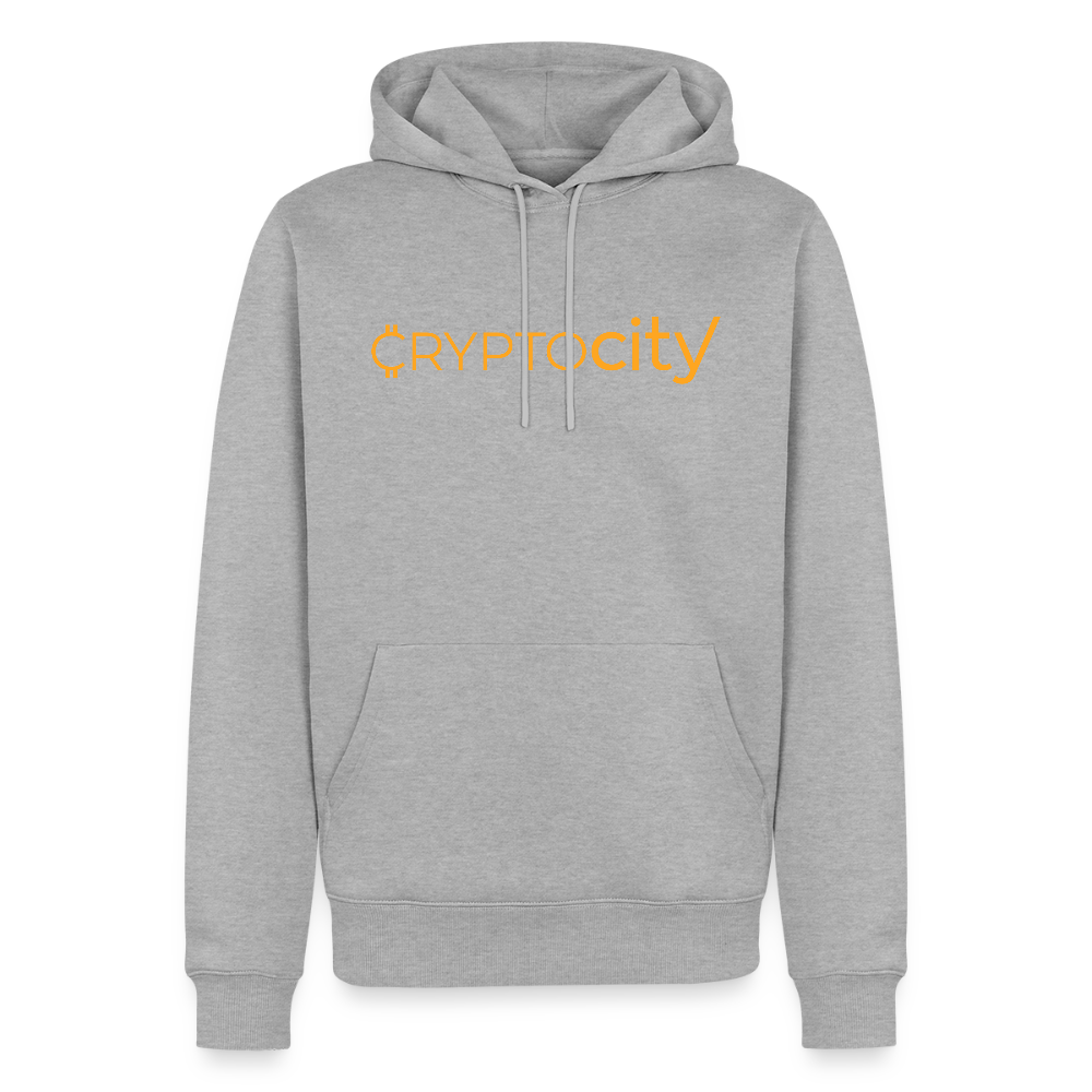 Männer Premium Hoodie mit dem klassischen CryptoCity Schriftzug - Grau meliert