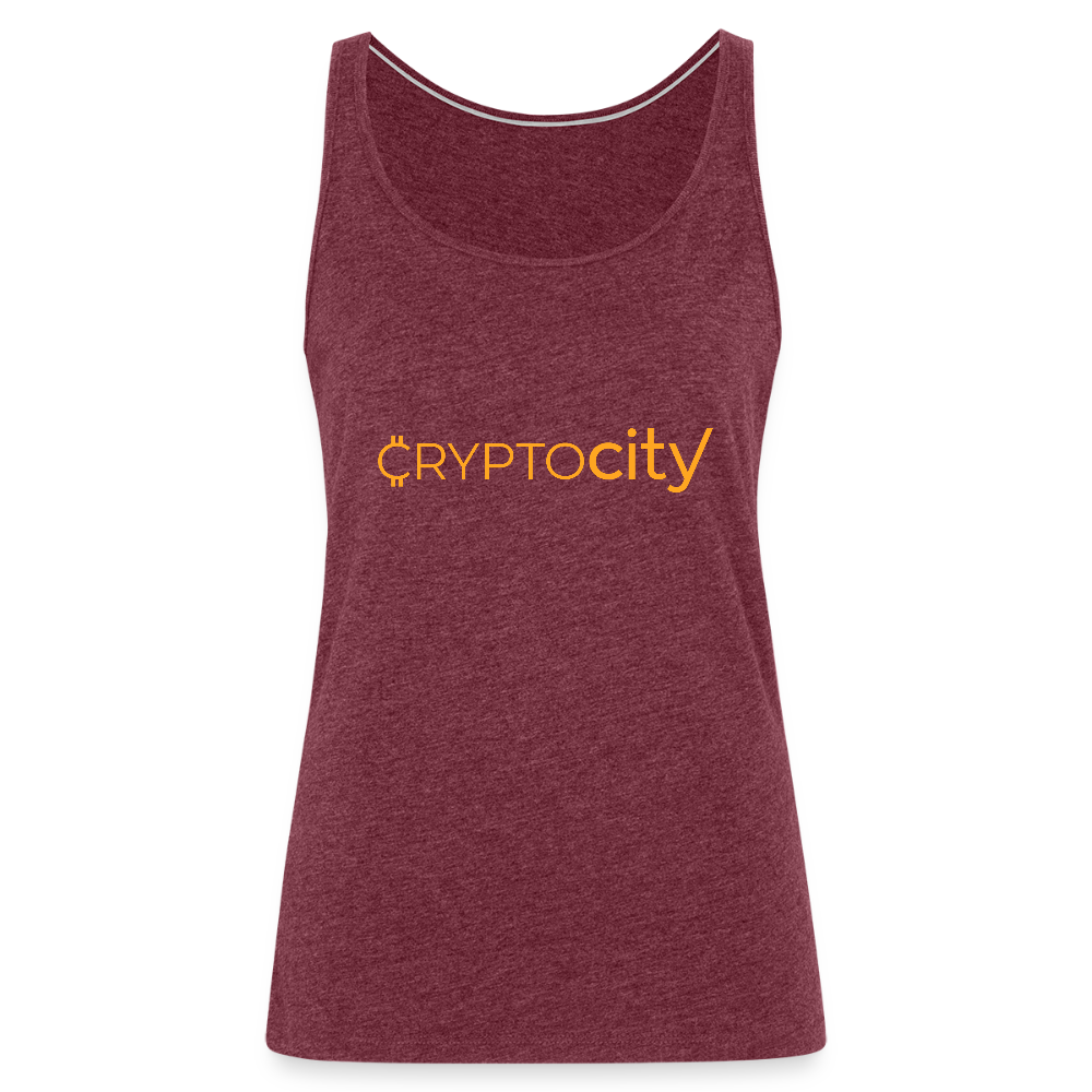 Frauen Premium Tank Top mit dem klassischen CryptoCity Schriftzug - Bordeauxrot meliert