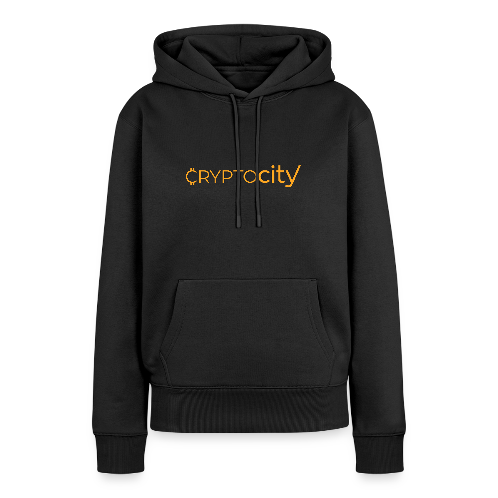 Frauen Premium Hoodie mit dem klassischen CryptoCity Schriftzug - Schwarz