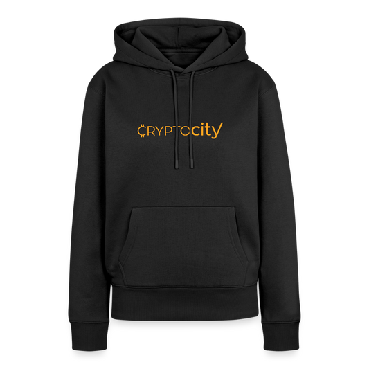 Frauen Premium Hoodie mit dem klassischen CryptoCity Schriftzug - Schwarz