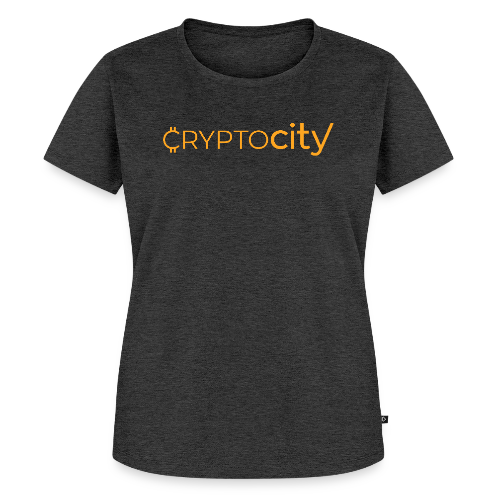 Frauen Premium T-Shirt mit dem klassischen Crypto City Schriftzug - Anthrazit meliert