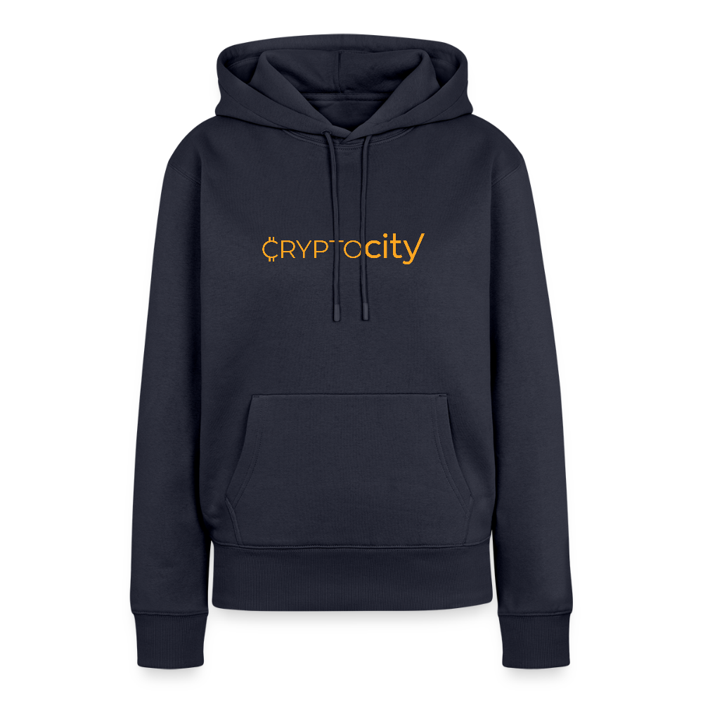 Frauen Premium Hoodie mit dem klassischen CryptoCity Schriftzug - Navy