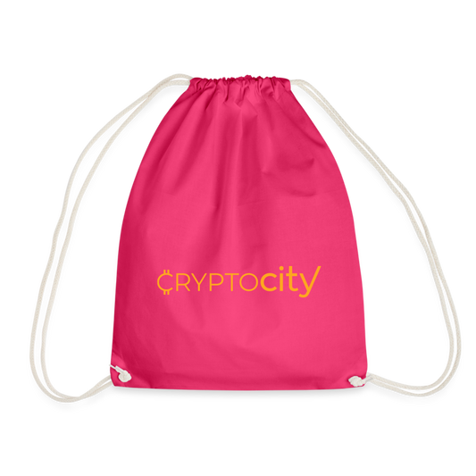 Turnbeutel mit dem klassischen CryptoCity Schriftzug - Fuchsia