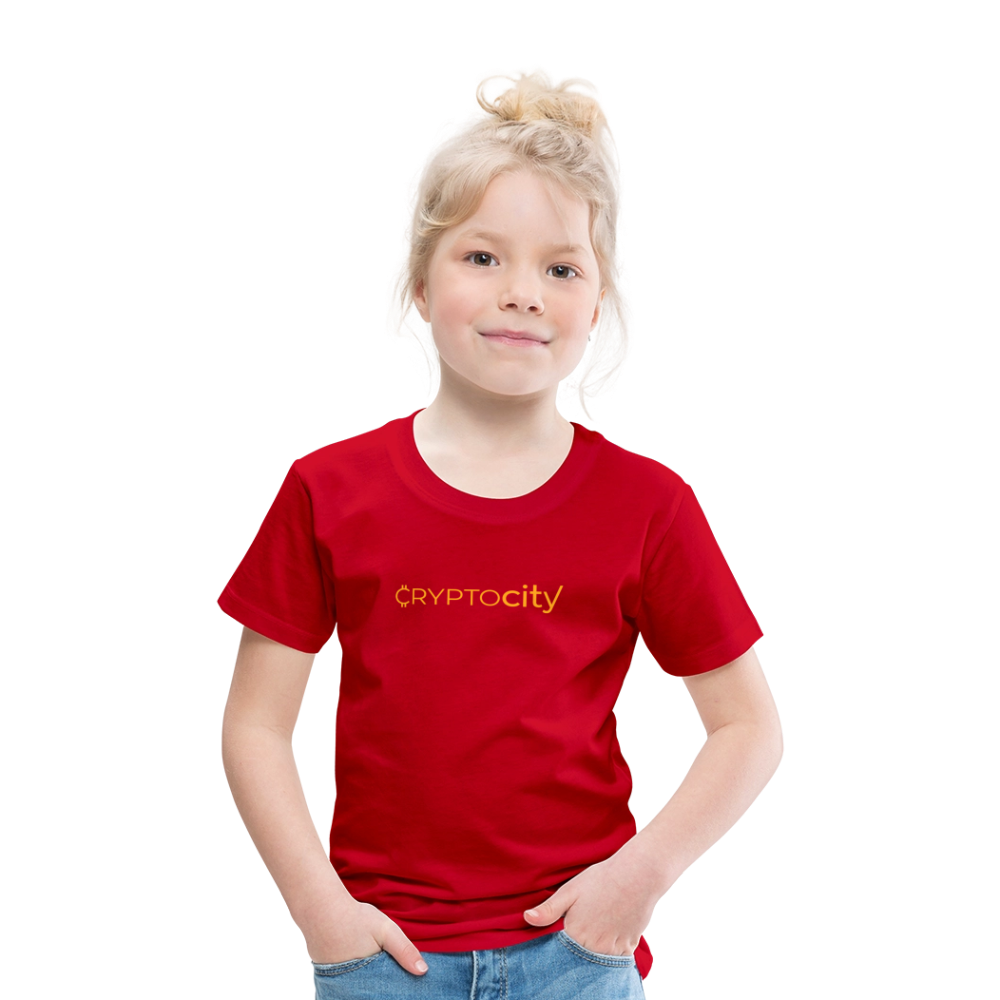 Kinder Premium T-Shirt mit dem klassichen CryptoCity Schriftzug - Rot